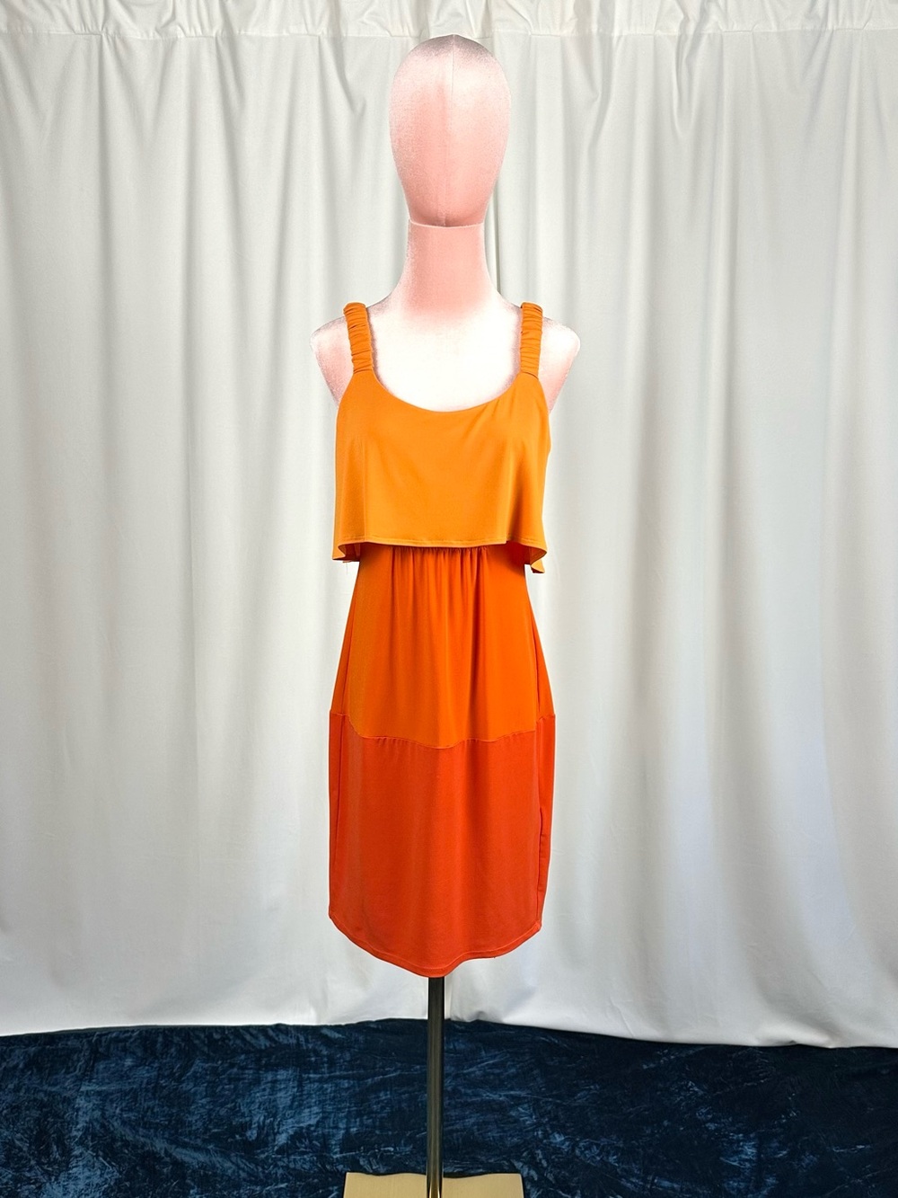 Vintage Y2K Sangria Orange Cocktail Dress | Cape Overlay | Size 4
